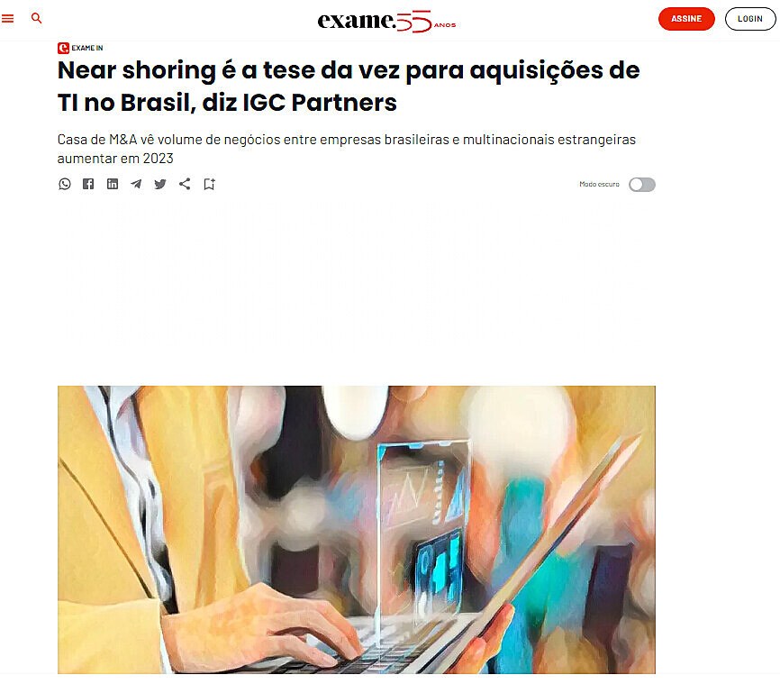 Near shoring  a tese da vez para aquisies de TI no Brasil, diz IGC Partners